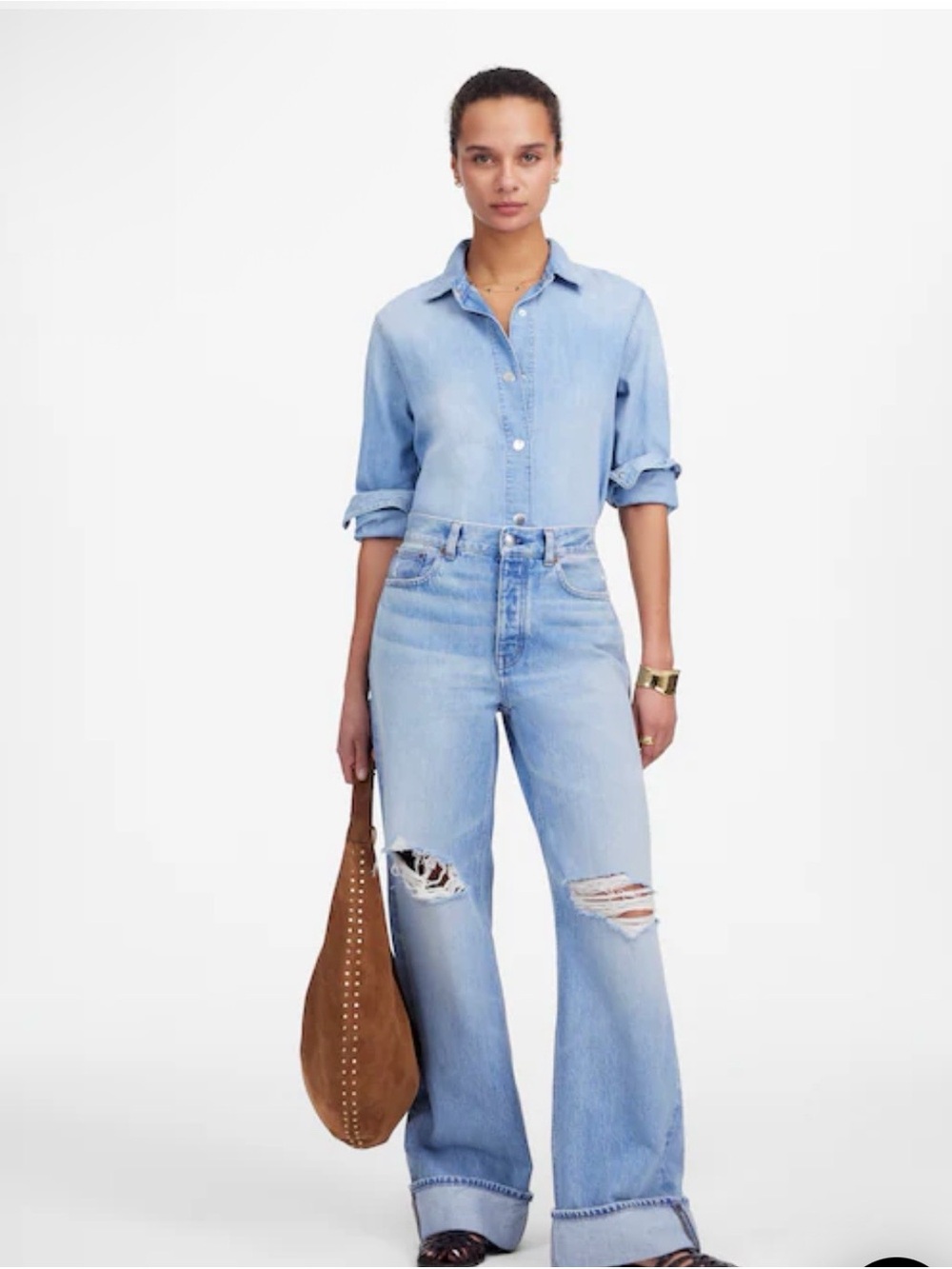 NWT Madewell Tall Low-Slung Baggy Jean in Hallstead Wash size 27Tall